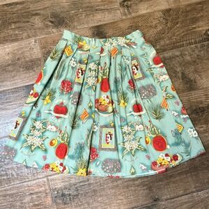 Grace Karin Retro Frida Kahlo Viva Frida Pleated A-Line Skirt, Green, L